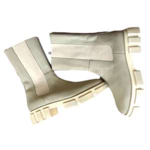 Free People Brooks Chalk Size 10 Boots Lug Sole Leather Chelsea Mid-Calf